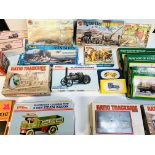 Twenty boxed plastic model kits to include; Airfix tank, gun and farm stock.