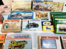 Twenty boxed plastic model kits to include; Airfix tank, gun and farm stock.