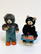 Two Japanese made clockwork toy bears.