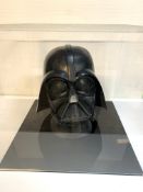 Don Post Studios Star Wars Darth Vader mask in a perspex case.