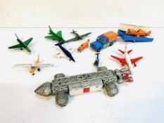 Dinky Toys diecast model Eagle spaceship; together with eight diecast model aeroplanes.