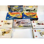 Nine boxed plastic Airfix model airplane kits.