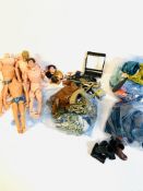 A collection of Action Man dolls, together with clothing and accessories.