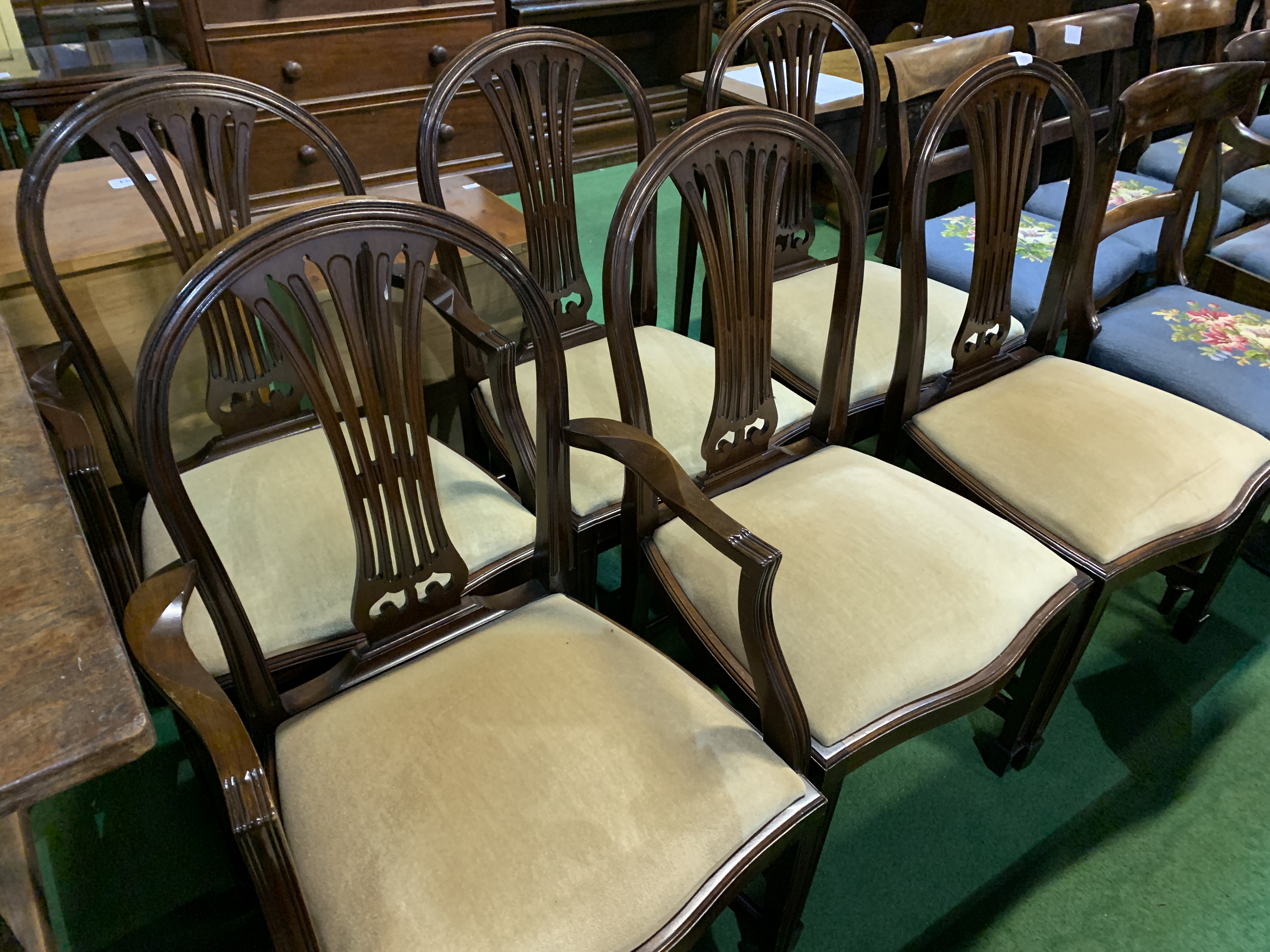 Set of six Georgian mahogany dining chairs