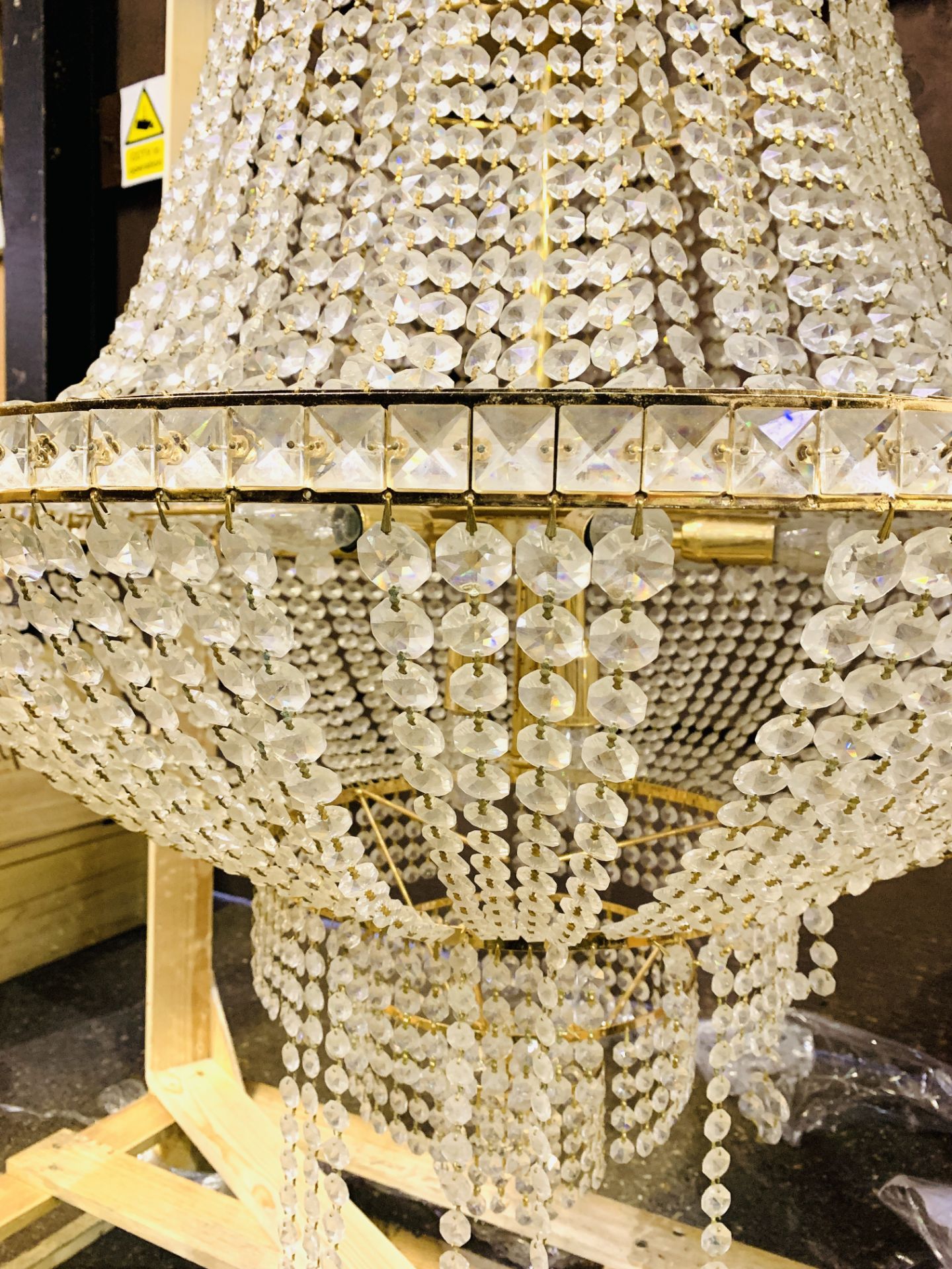 Brass crystal chandelier - Image 2 of 5