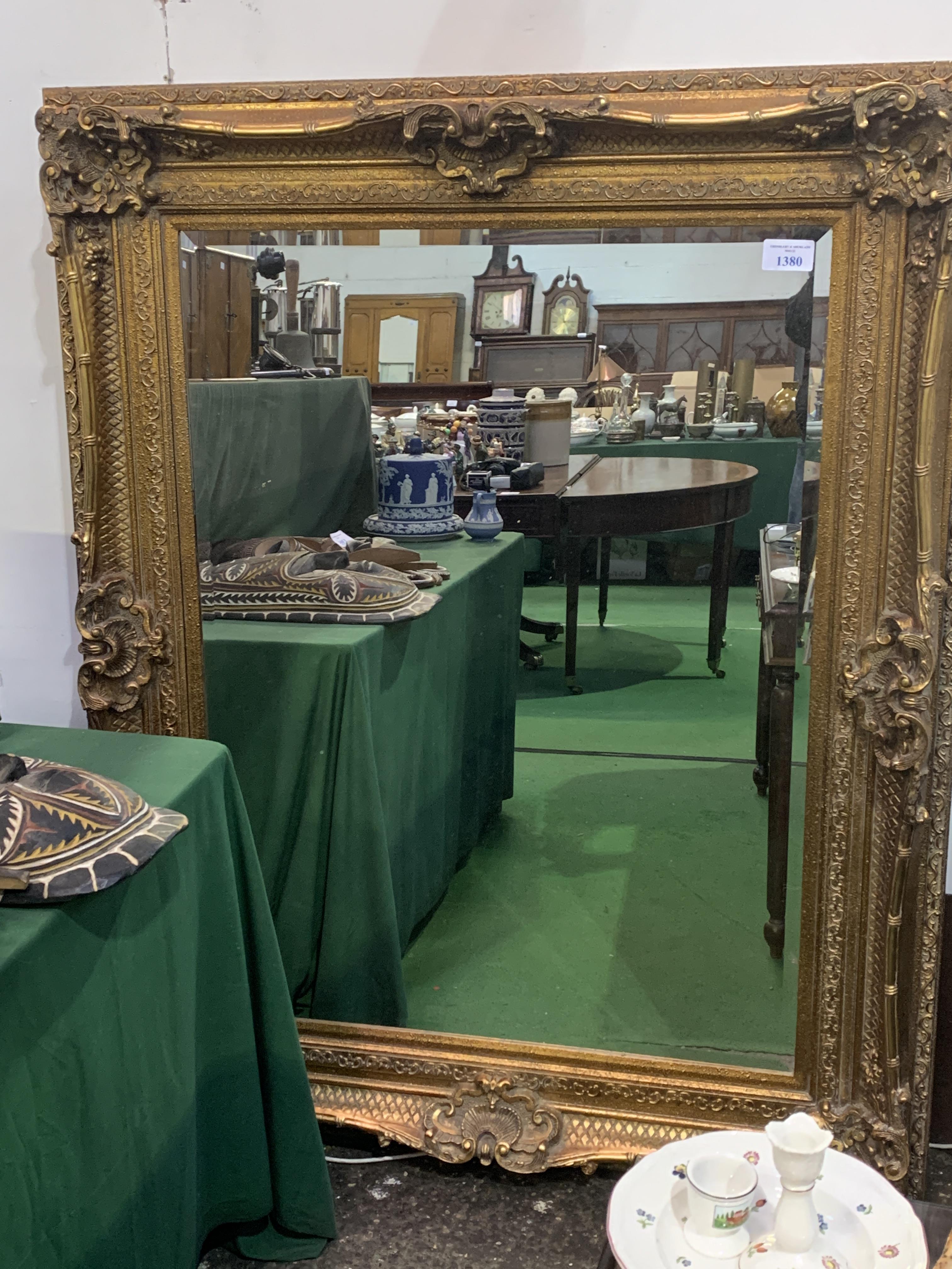 Large decorative gilt framed bevelled edge wall mirror, - Image 2 of 7