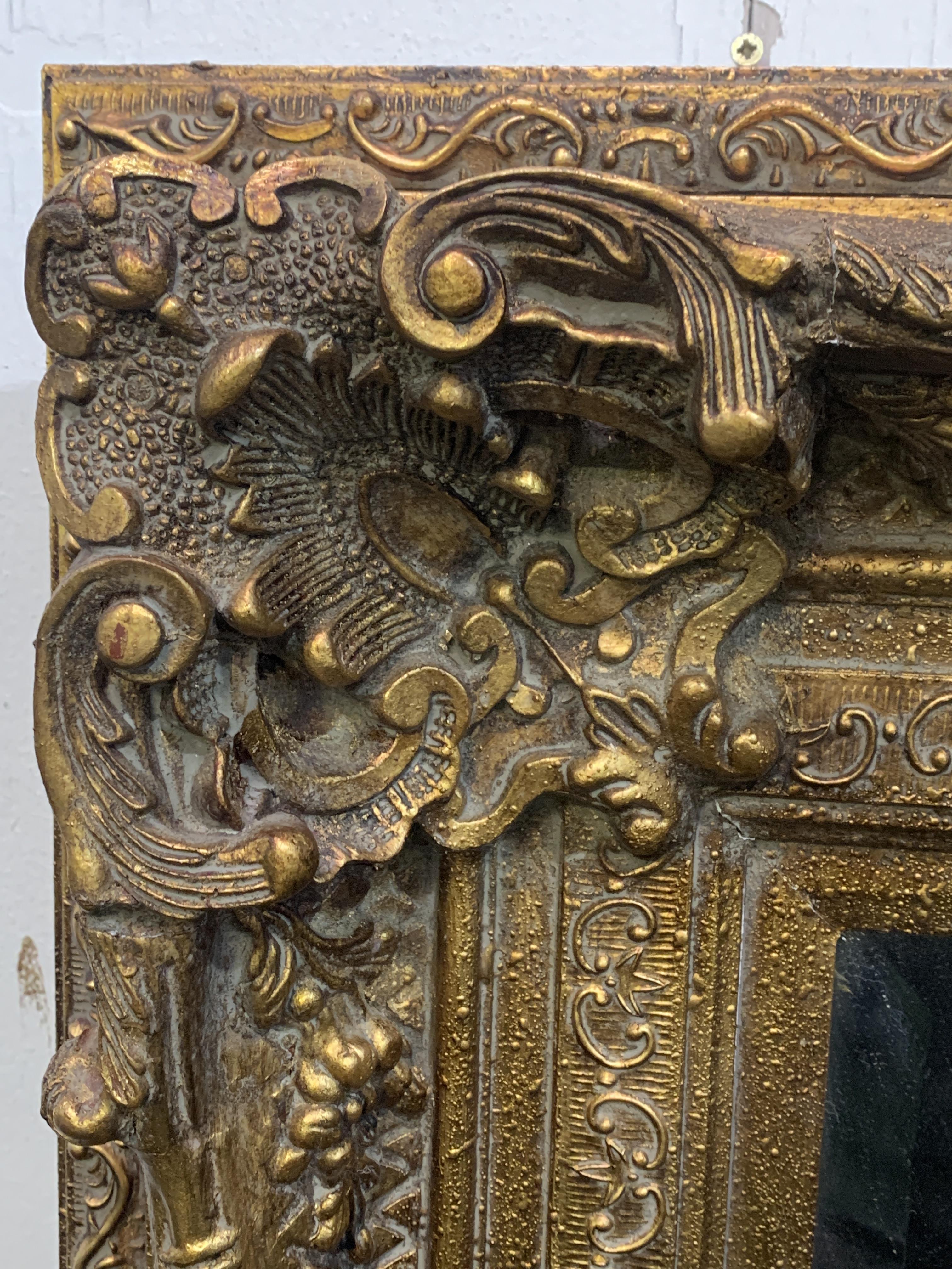 Large decorative gilt framed bevelled edge wall mirror, - Image 6 of 7