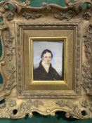 Decorative gilt frame oil miniature of a gentleman