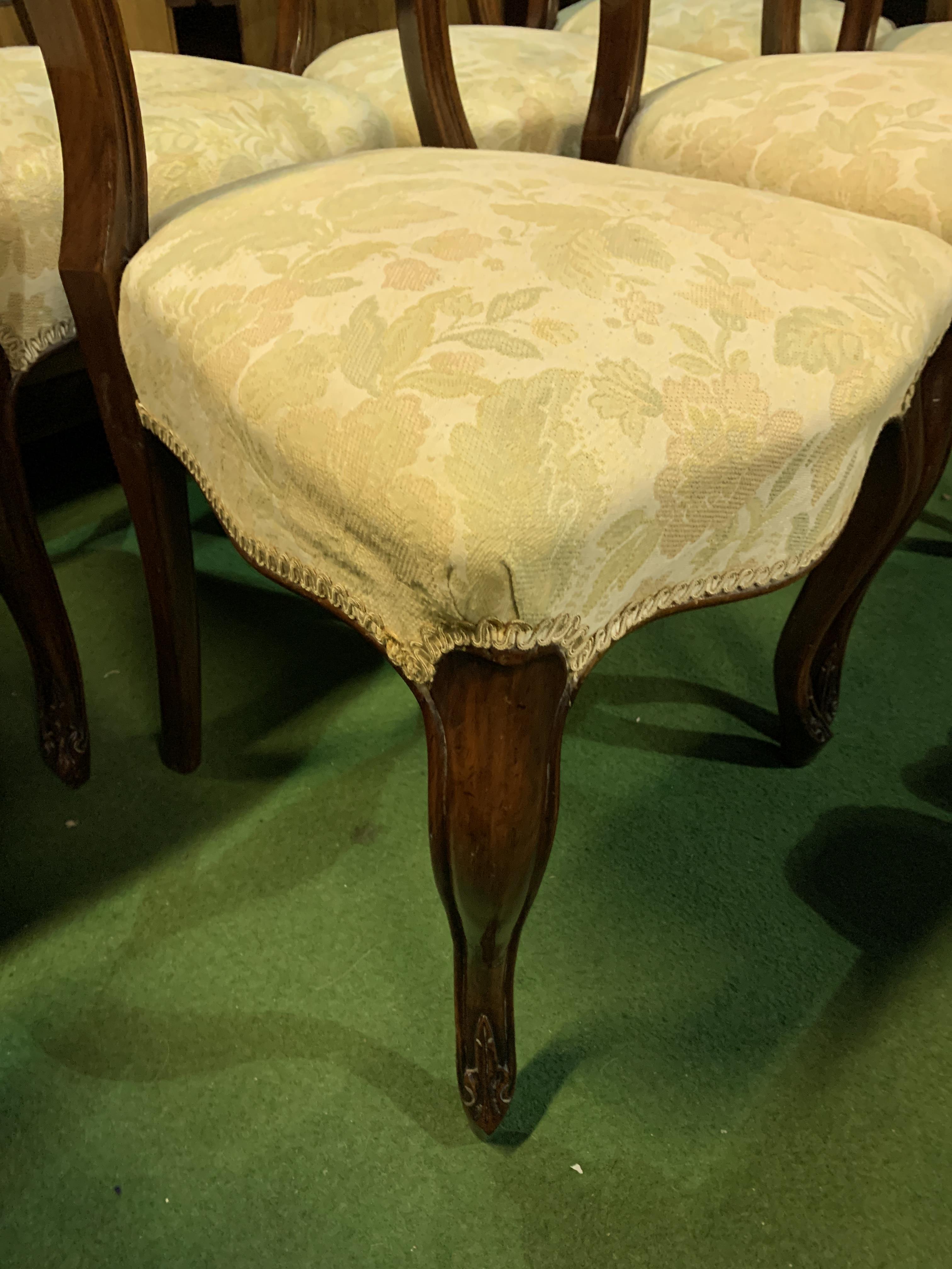 Six Victorian balloon back dining chairs - Image 6 of 7