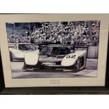 Framed and glazed print entitled Corvette beach party