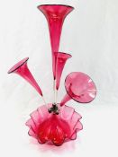 Victorian cranberry glass epergne