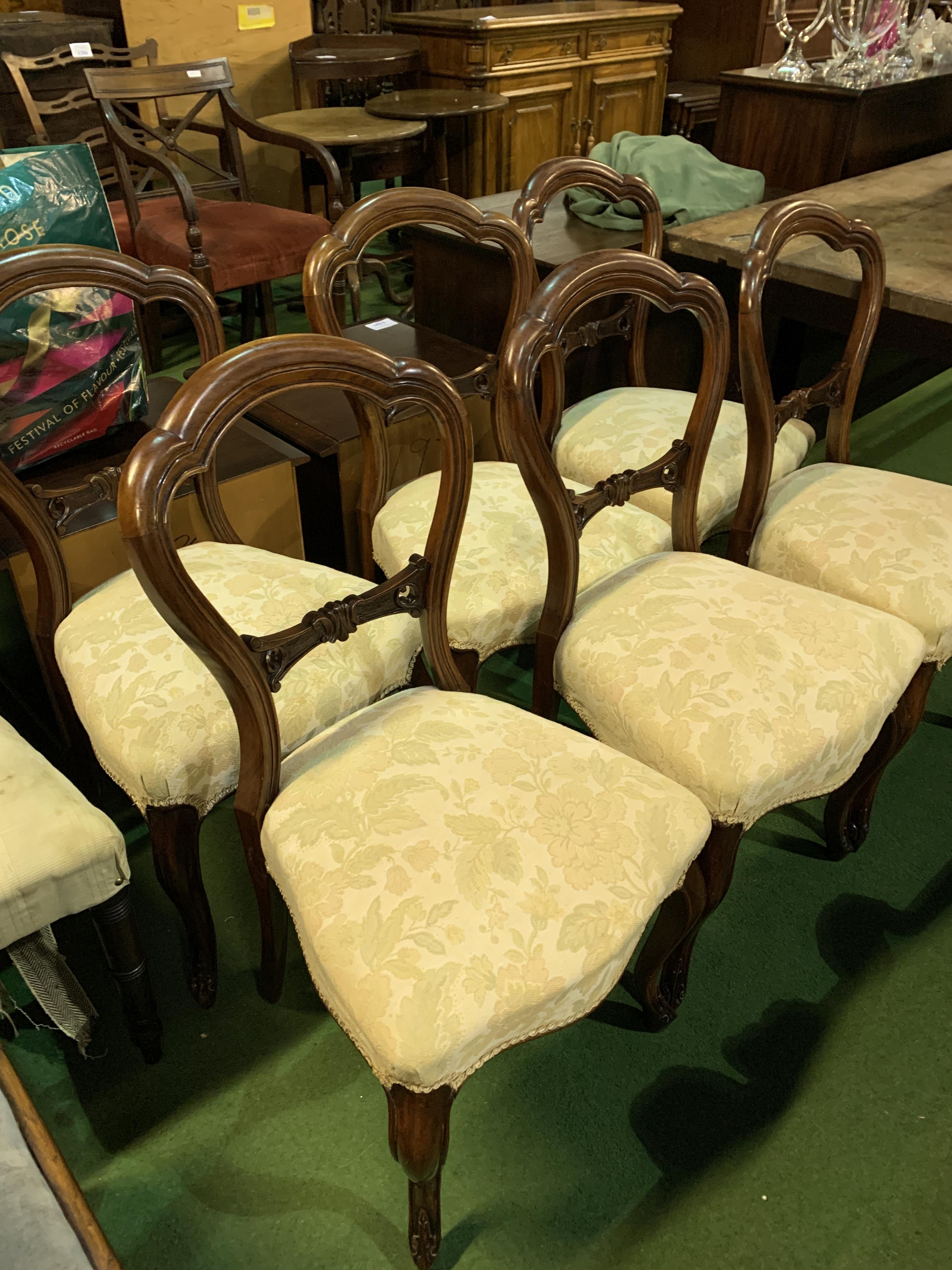 Six Victorian balloon back dining chairs - Image 7 of 7