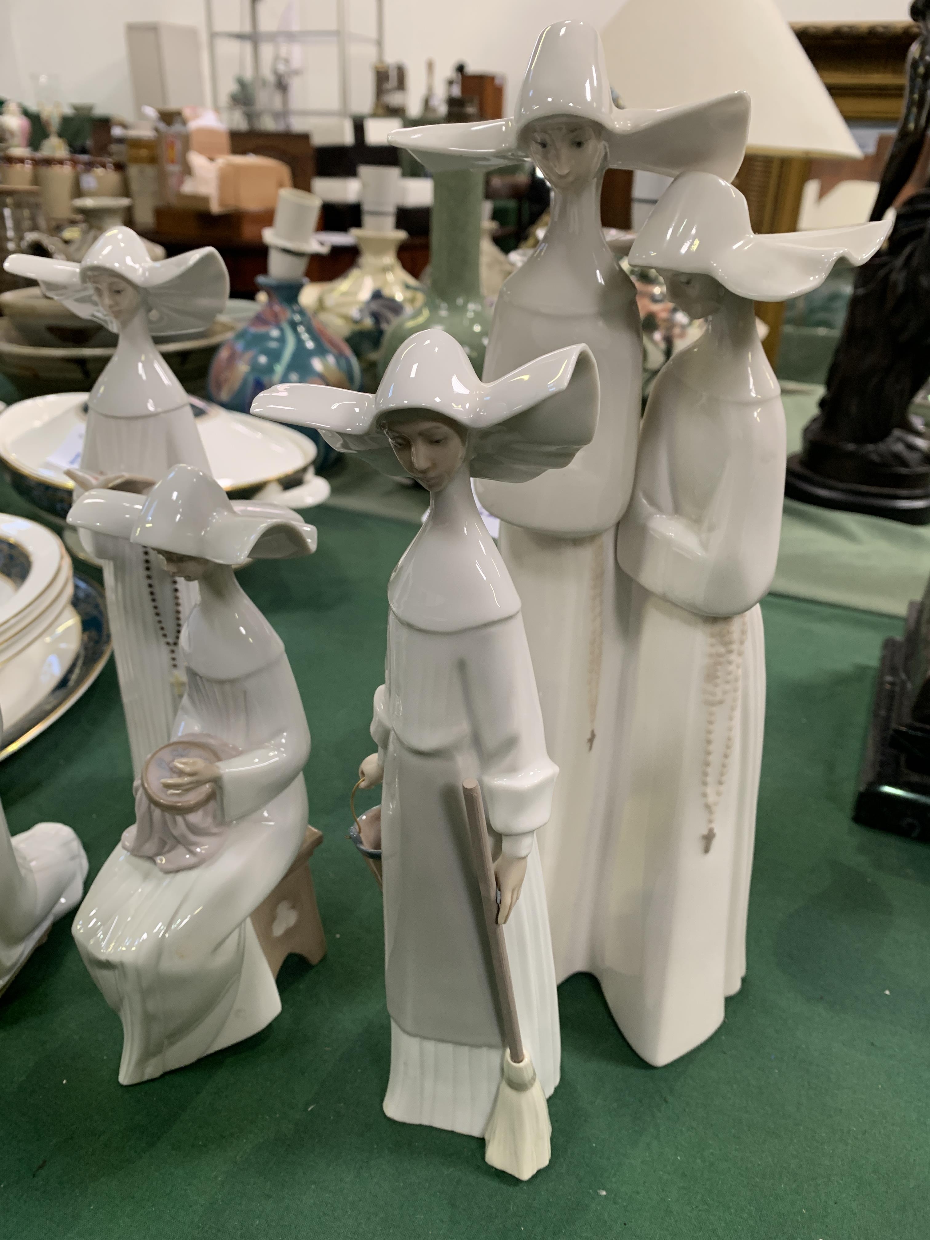 Five Lladro figurines of nuns - Image 2 of 4