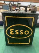 Esso metal petrol can with brass cap