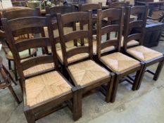 Set of eight ladderback dining chairs