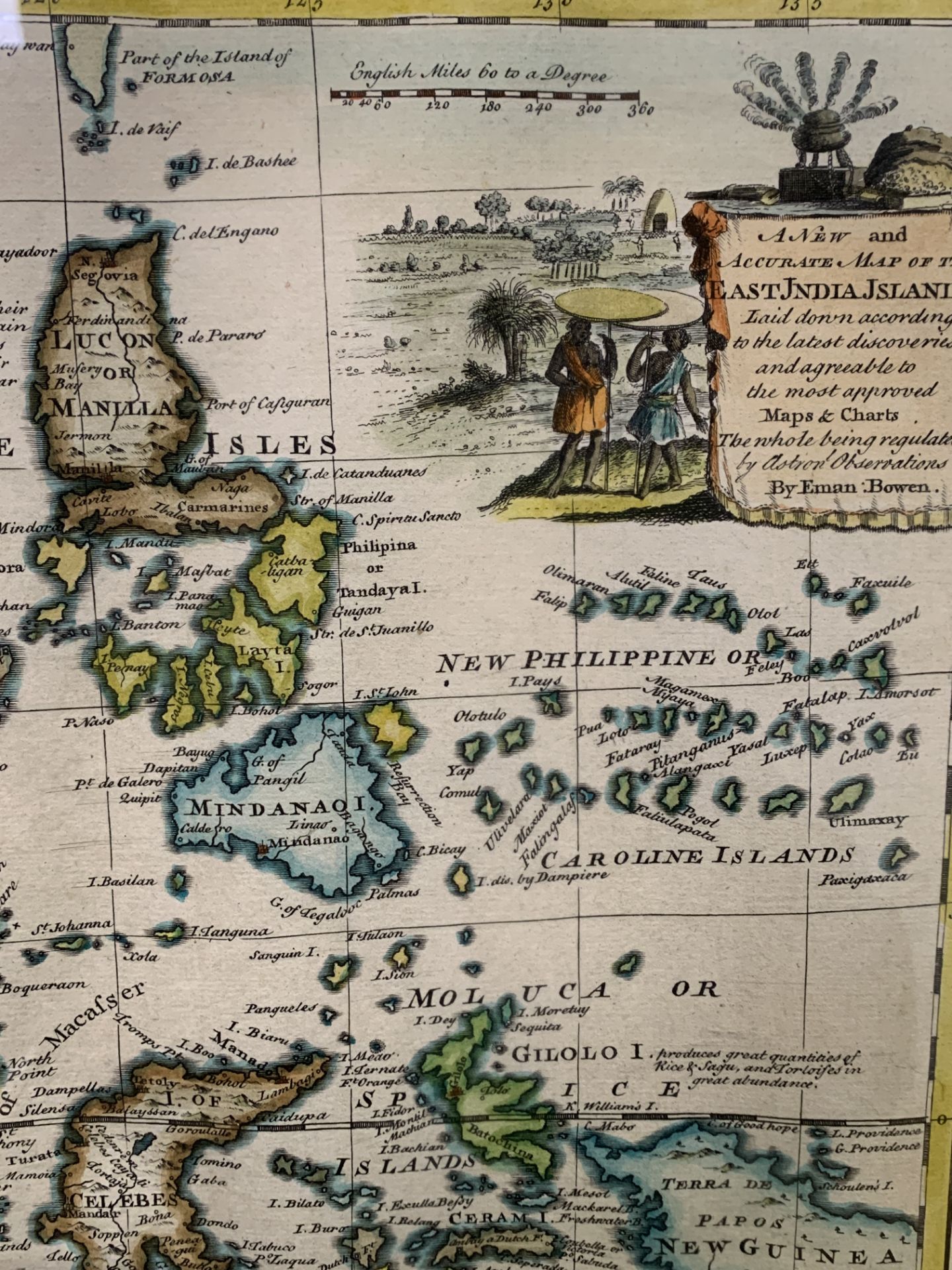 Framed and glazed hand coloured map of the East India Islands - Image 3 of 4