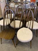 Eight Ercol dining chairs, together with another Ercol chair