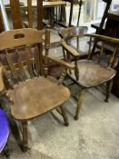 Captains armchair, together with a wood armchair