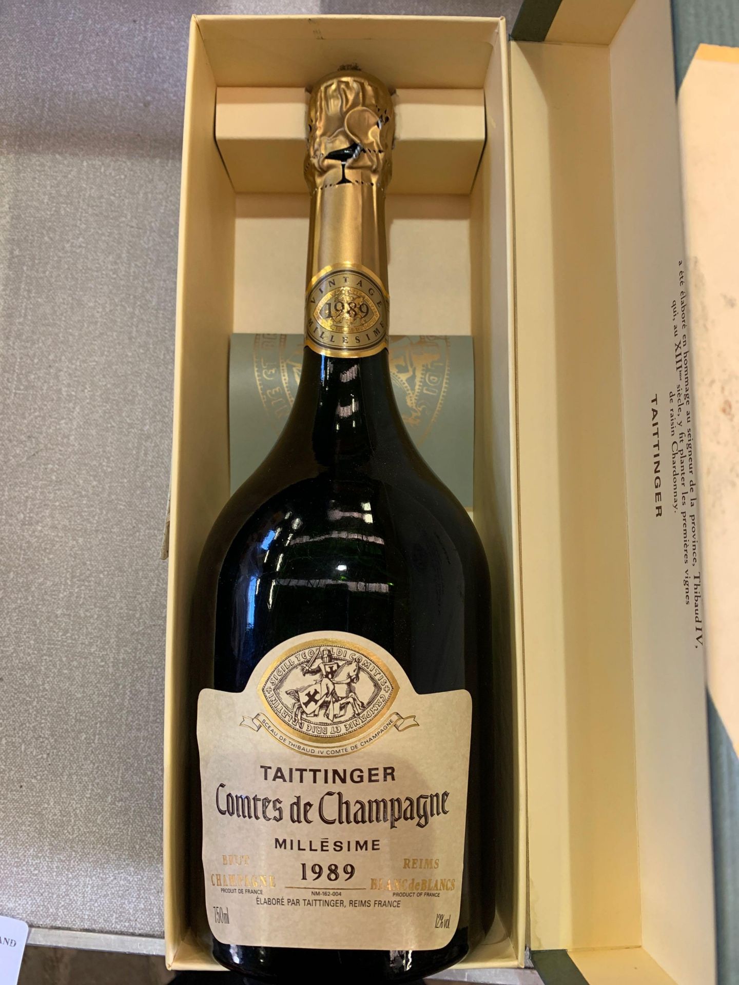 Taittinger vintage champagne, 1989