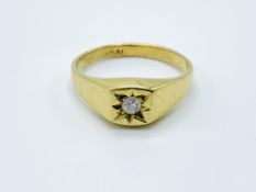 18ct gold and flush set diamond solitaire ring