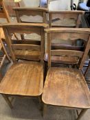 Four pine chapel chairs