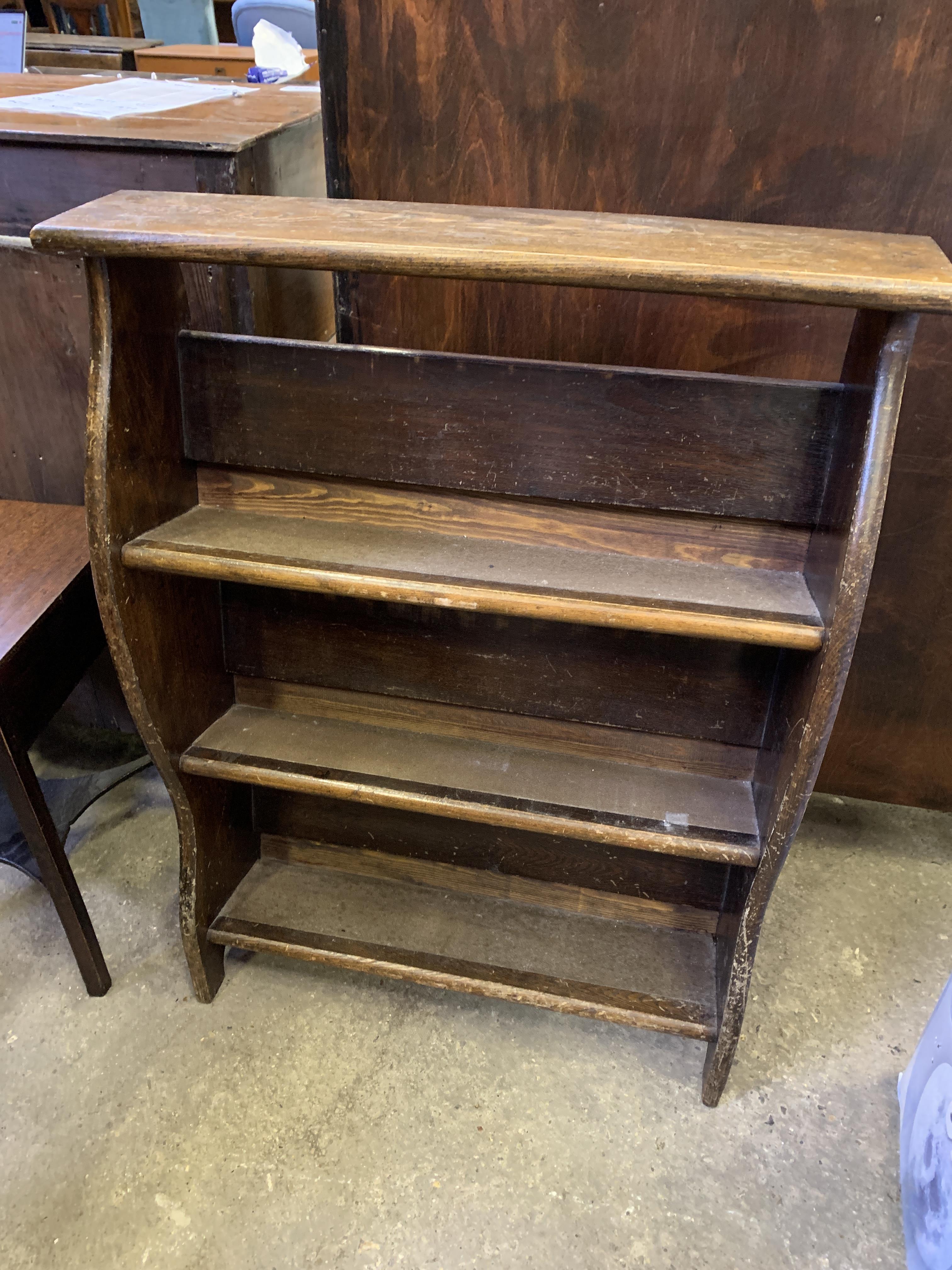 Oak open bookcase together with other items