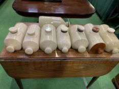 Eight stoneware hot water bottles