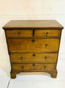 18th century mahogany chest of 2 over 3 graduated drawers