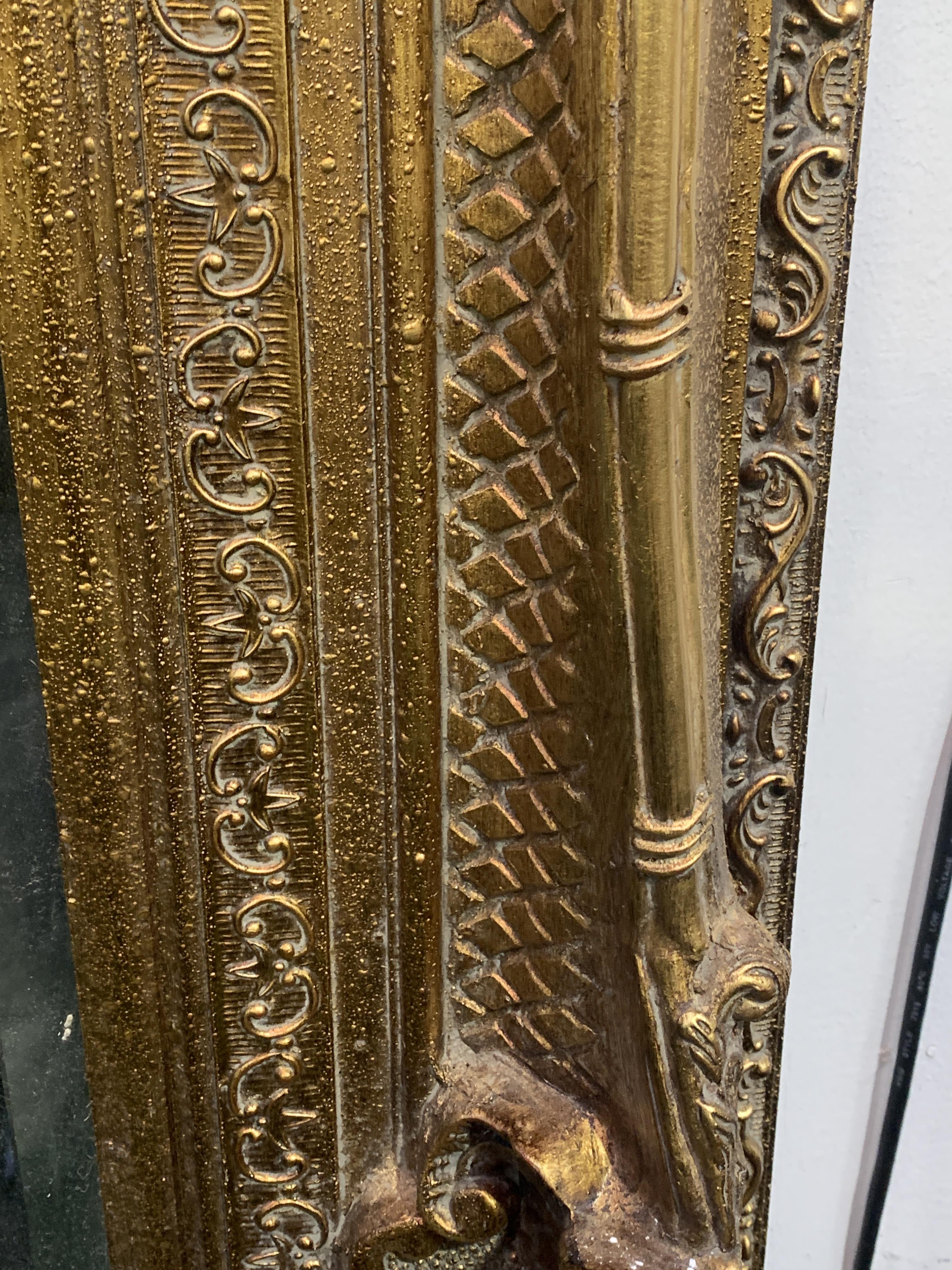 Large decorative gilt framed bevelled edge wall mirror, - Image 4 of 7