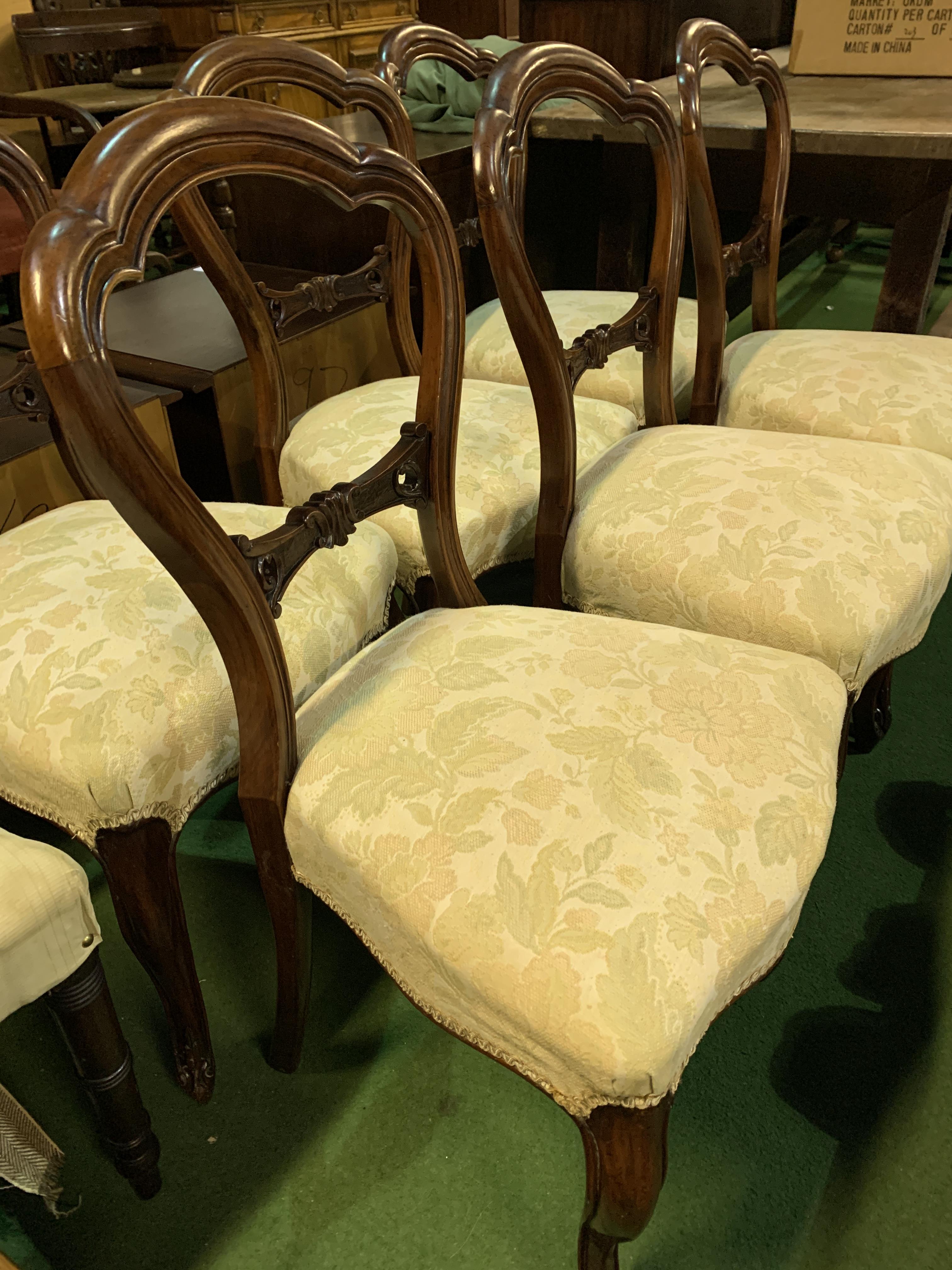 Six Victorian balloon back dining chairs - Image 2 of 7