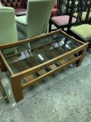 Teak glass top coffee table