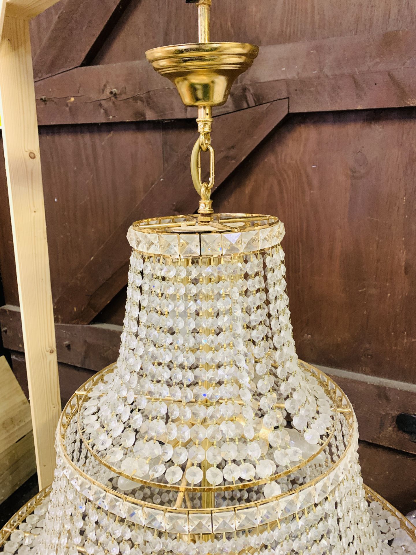 Brass crystal chandelier - Image 4 of 5
