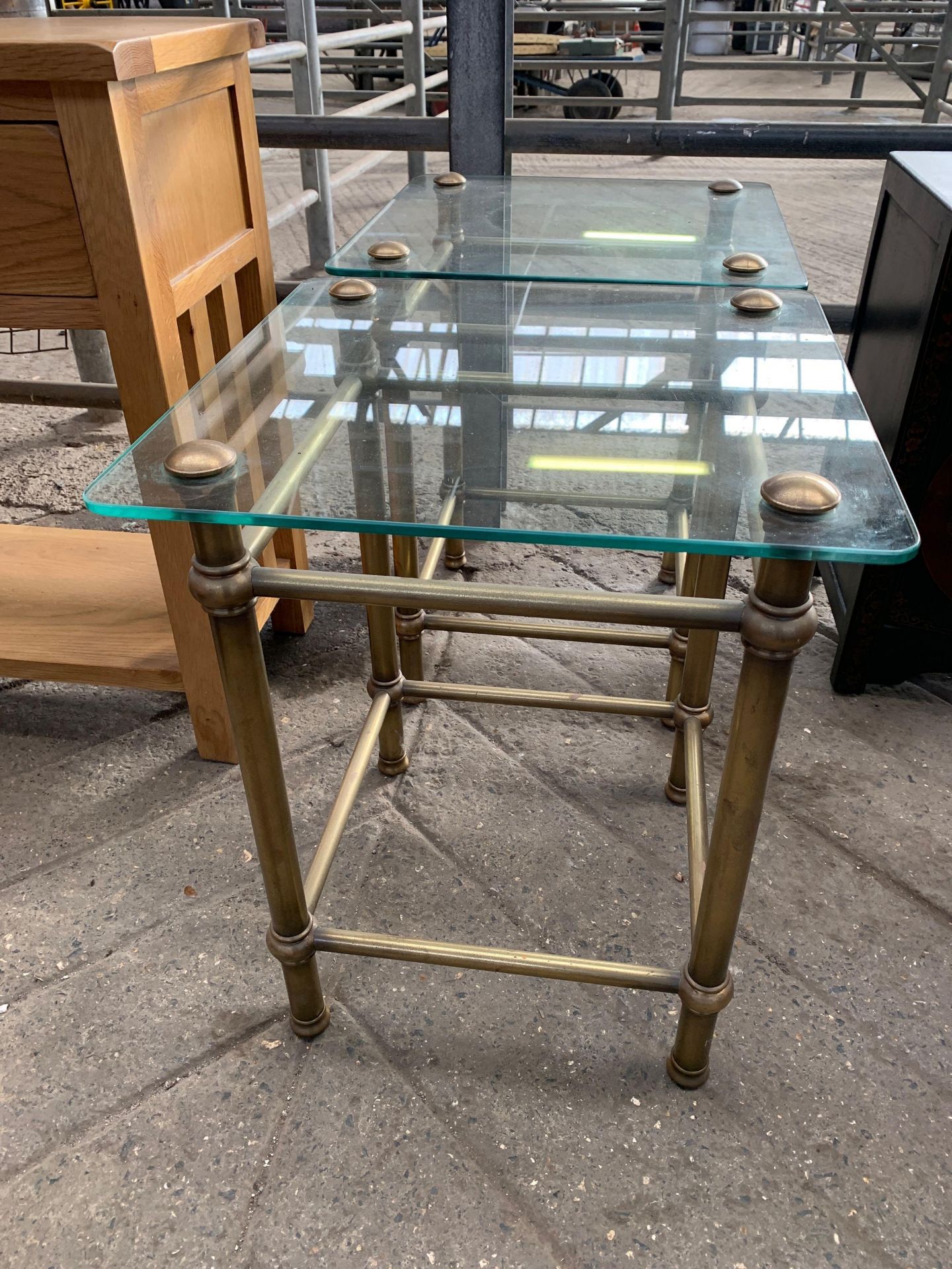 Two glass top side tables - Image 3 of 4