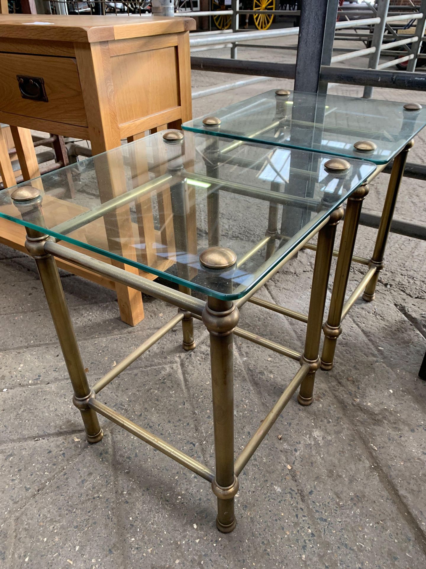 Two glass top side tables - Image 2 of 4