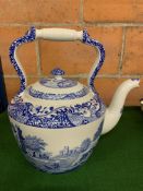 Blue and white Spode kettle