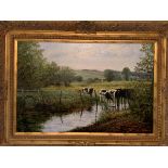 Decorative gilt framed oil on canvas, signed Peter Snell