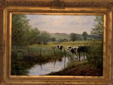 Decorative gilt framed oil on canvas, signed Peter Snell