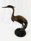 Bronze sculpture of an Egret on a circular marble plinth