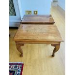 Pair of brass inlaid side tables