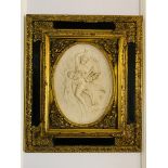Two ornate gilt framed cast marble high relief moulds, written 'J P Danbiere, 1889, Paris'
