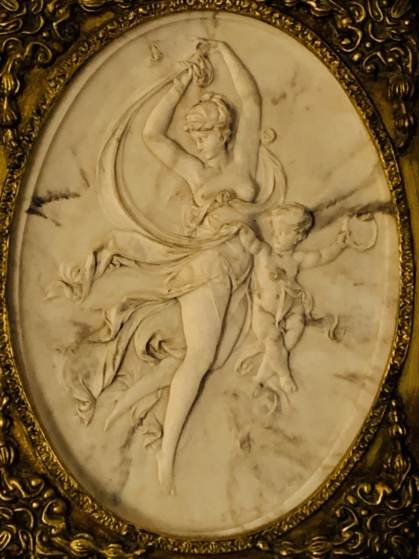 Two ornate gilt framed cast marble high relief moulds, written 'J P Danbiere, 1889, Paris' - Image 3 of 5