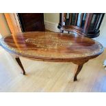 Inlaid oval coffee table