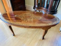 Inlaid oval coffee table