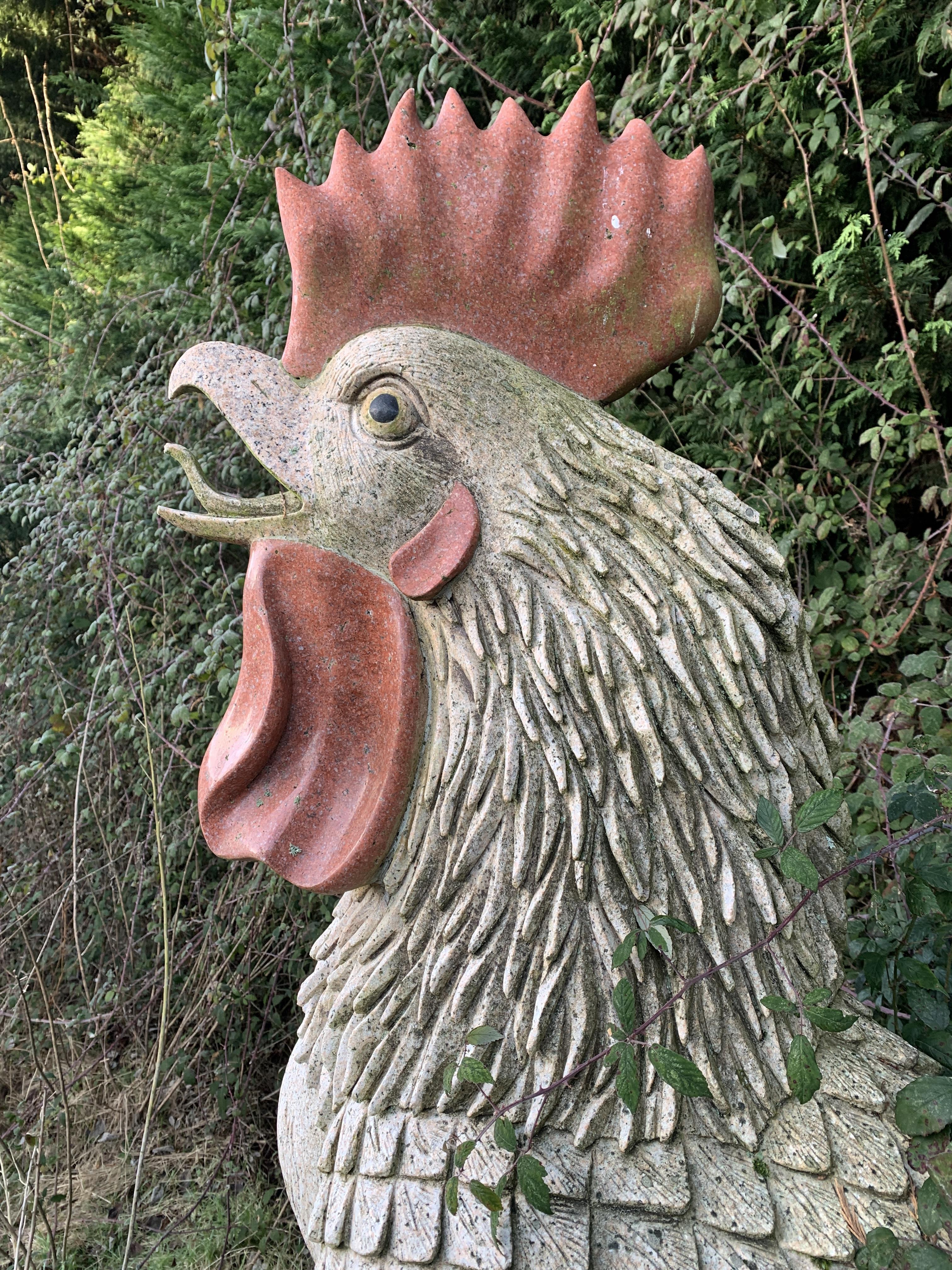 Concrete and marble statue of a Cockerel - Image 2 of 4