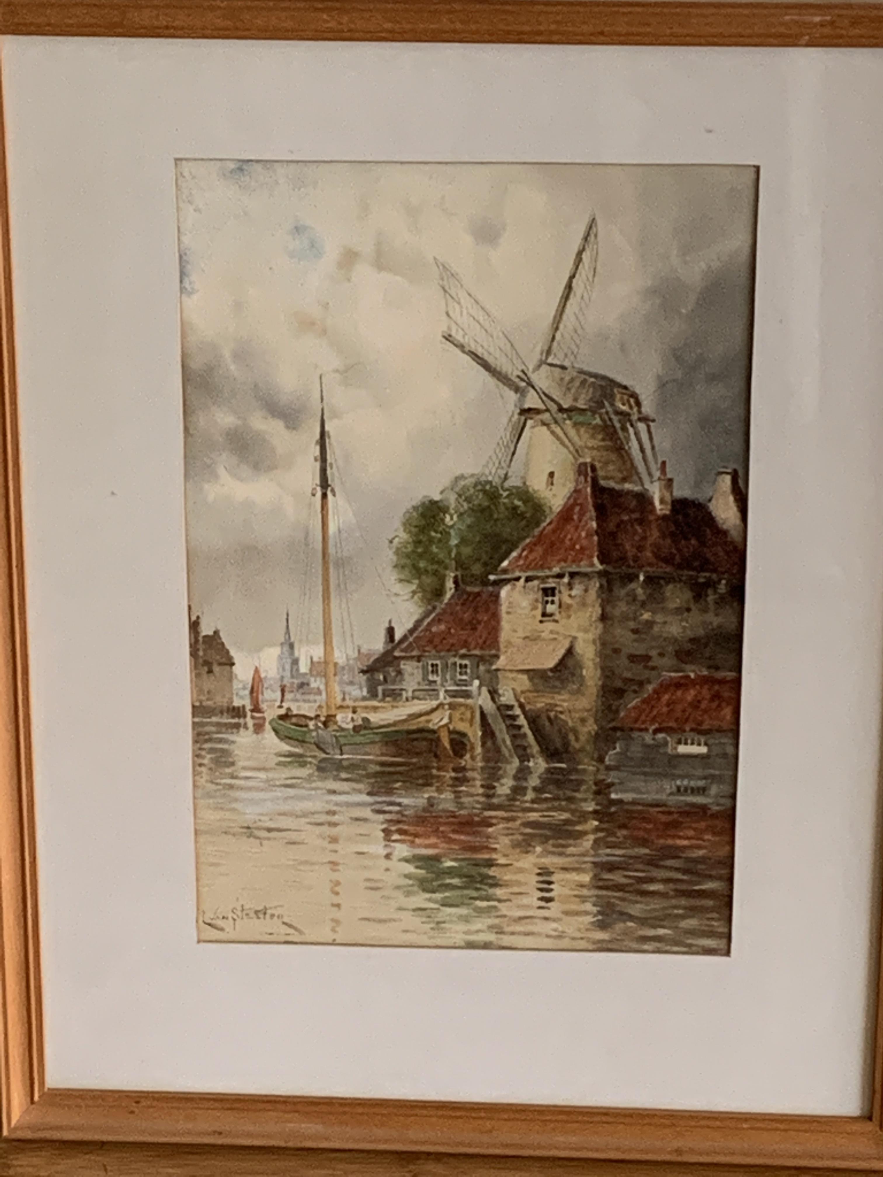Framed and glazed watercolour, signed L van Staaten - Image 3 of 3
