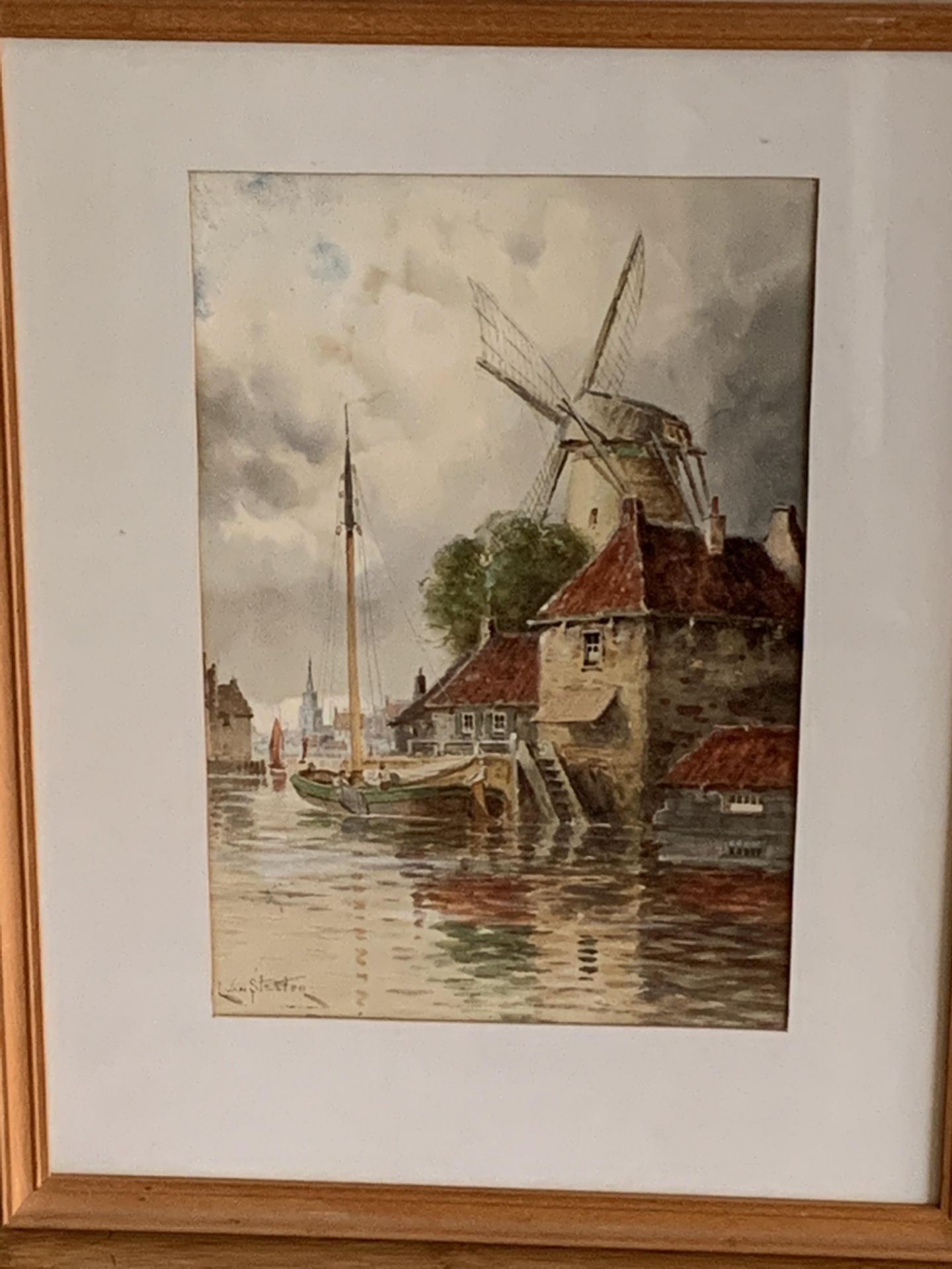 Framed and glazed watercolour, signed L van Staaten - Bild 3 aus 3