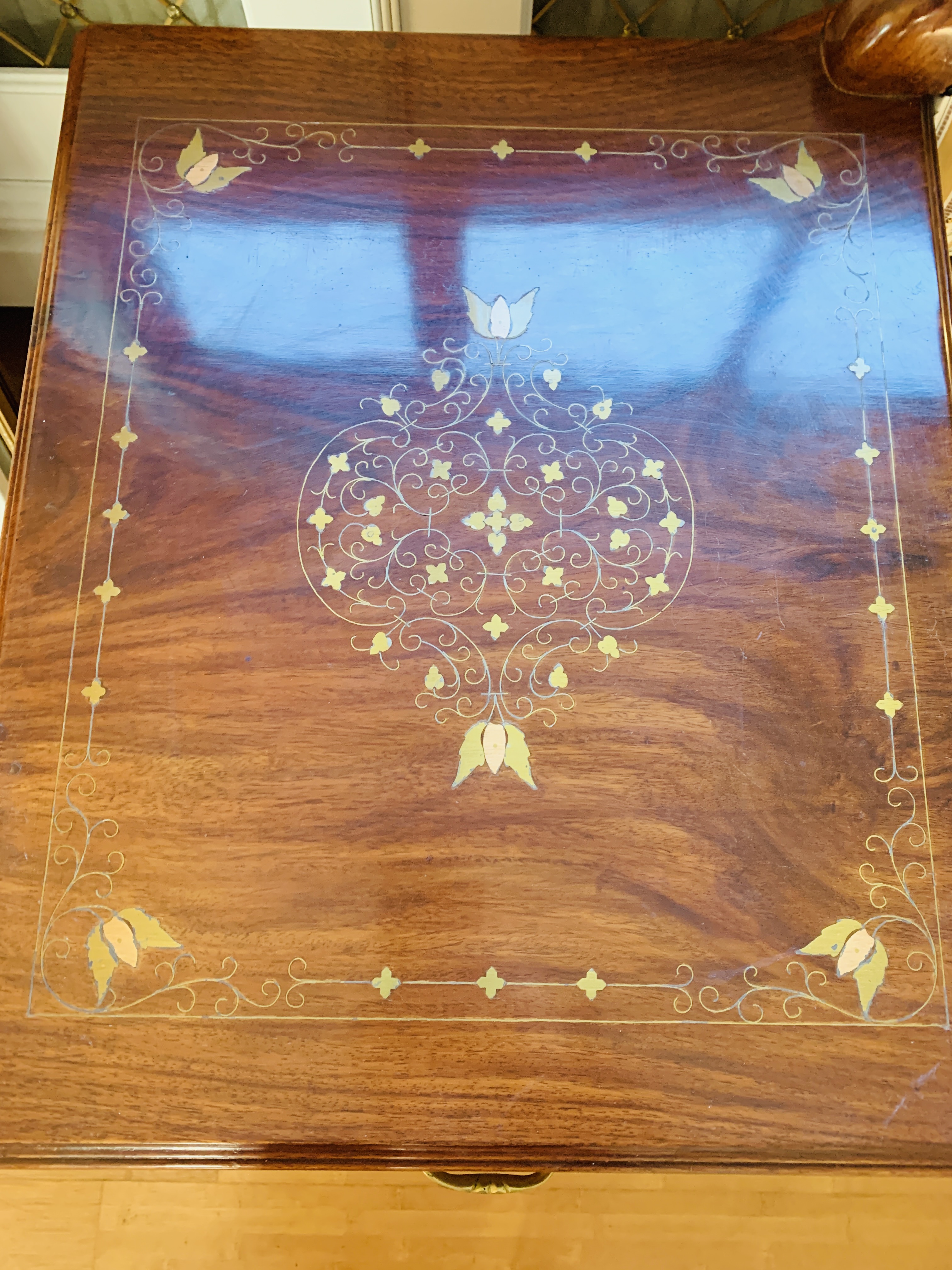 Gilt inlaid hardwood telephone seat - Image 7 of 7