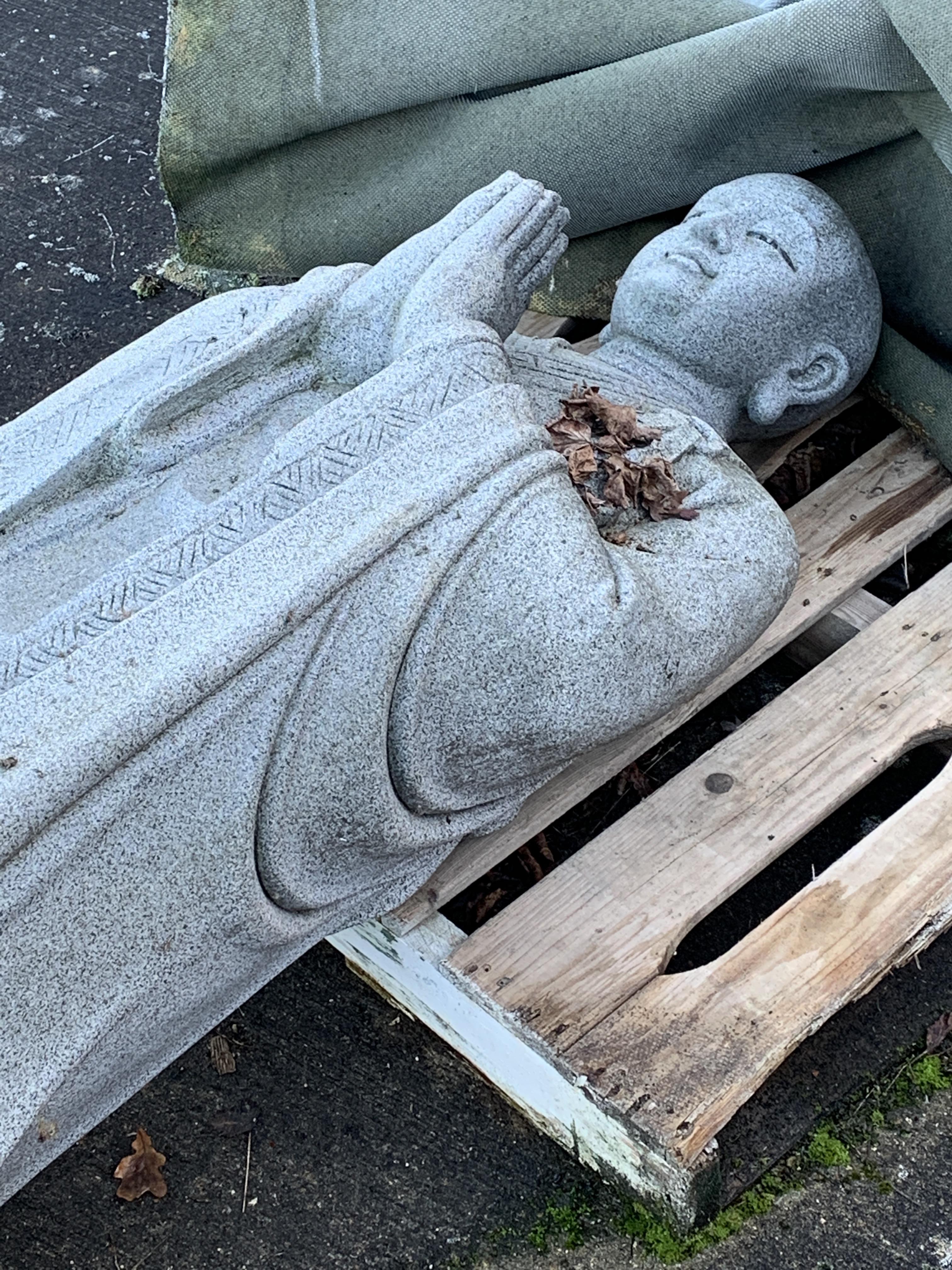 Carved stone statue of a standing Buddha - Image 4 of 6