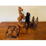 Collection of carved wood figures