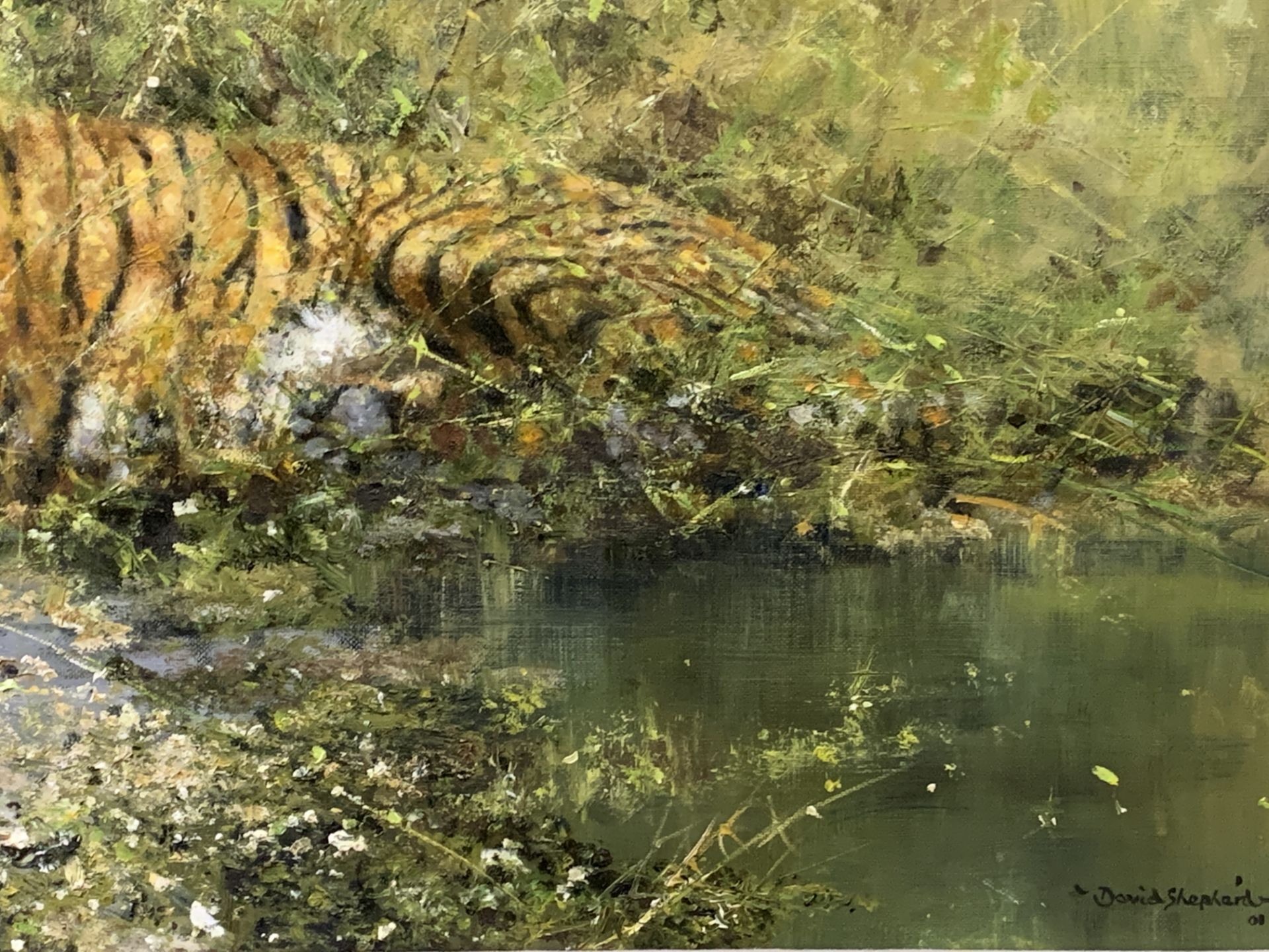 David Shepherd CBE, FRSA, FGRA (1931-2017). Framed original oil on canvas of a Tiger - Image 5 of 8